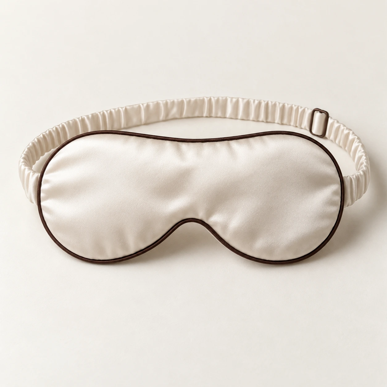 Pearl Outline silk eye mask in Pearl / Dark Brown
